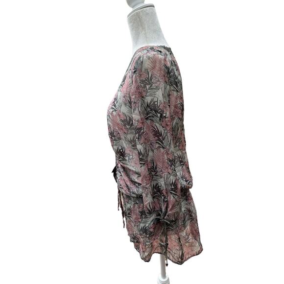 Johnny Was 4 Love & Liberty Top Small Faux Wrap‎ Peasant Blouse Floral Beads - Picture 13 of 15